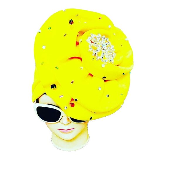 - African Stoned Head Wraps Wedding Gele Flower Headtie - Picture 1 of 1